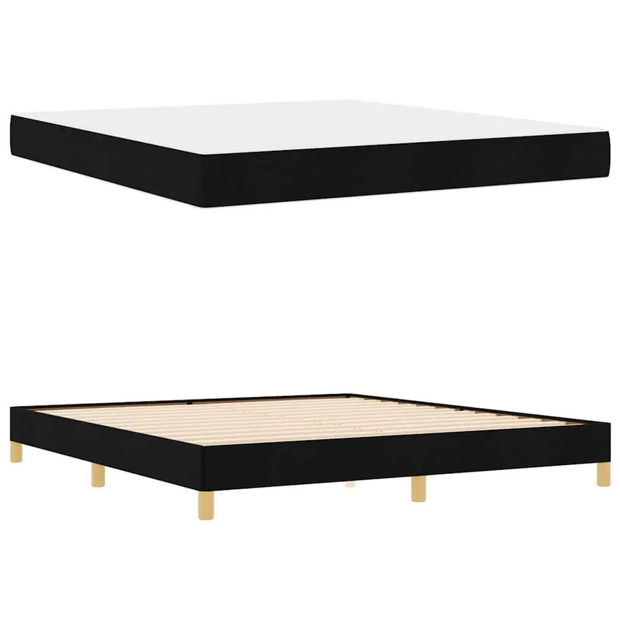 Lit à ressorts avec matelas Noir 180 x 200 cm tissu - 6