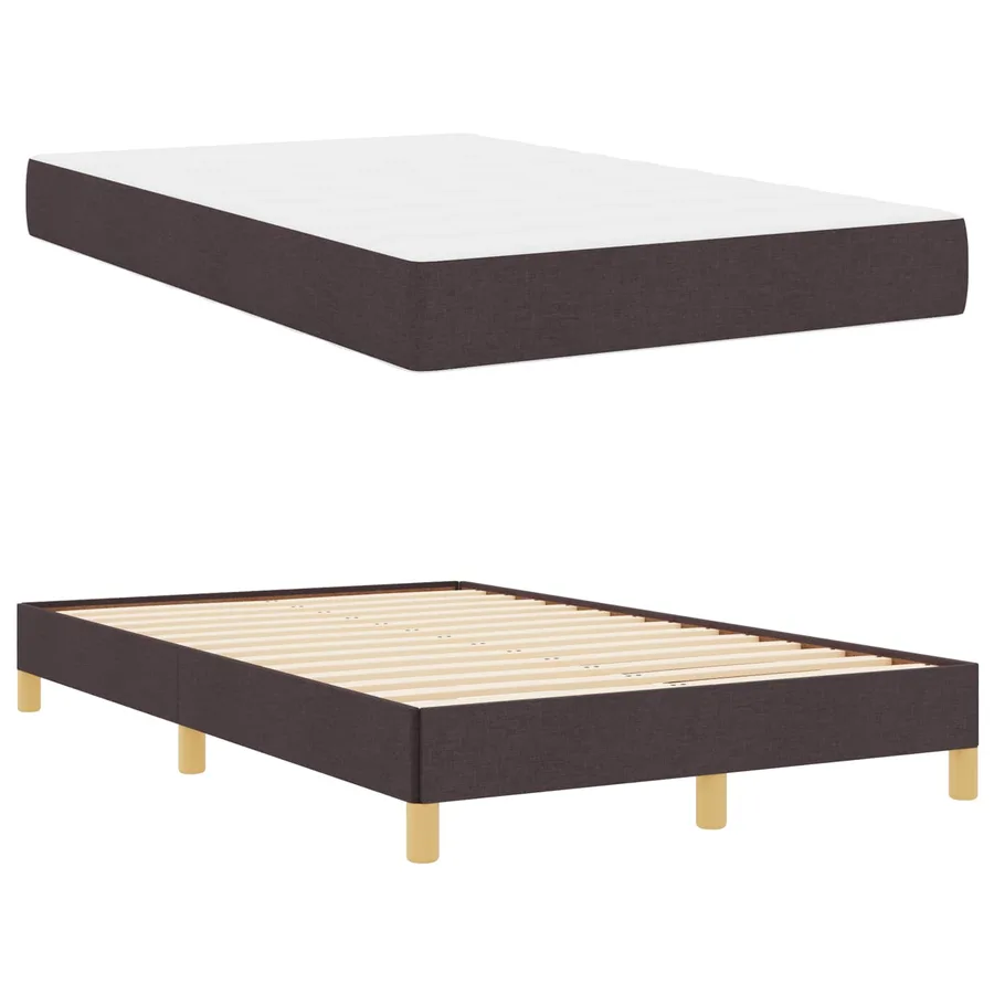 Lit à ressorts avec matelas Marron foncé 120 x 200 cm tissu - 6