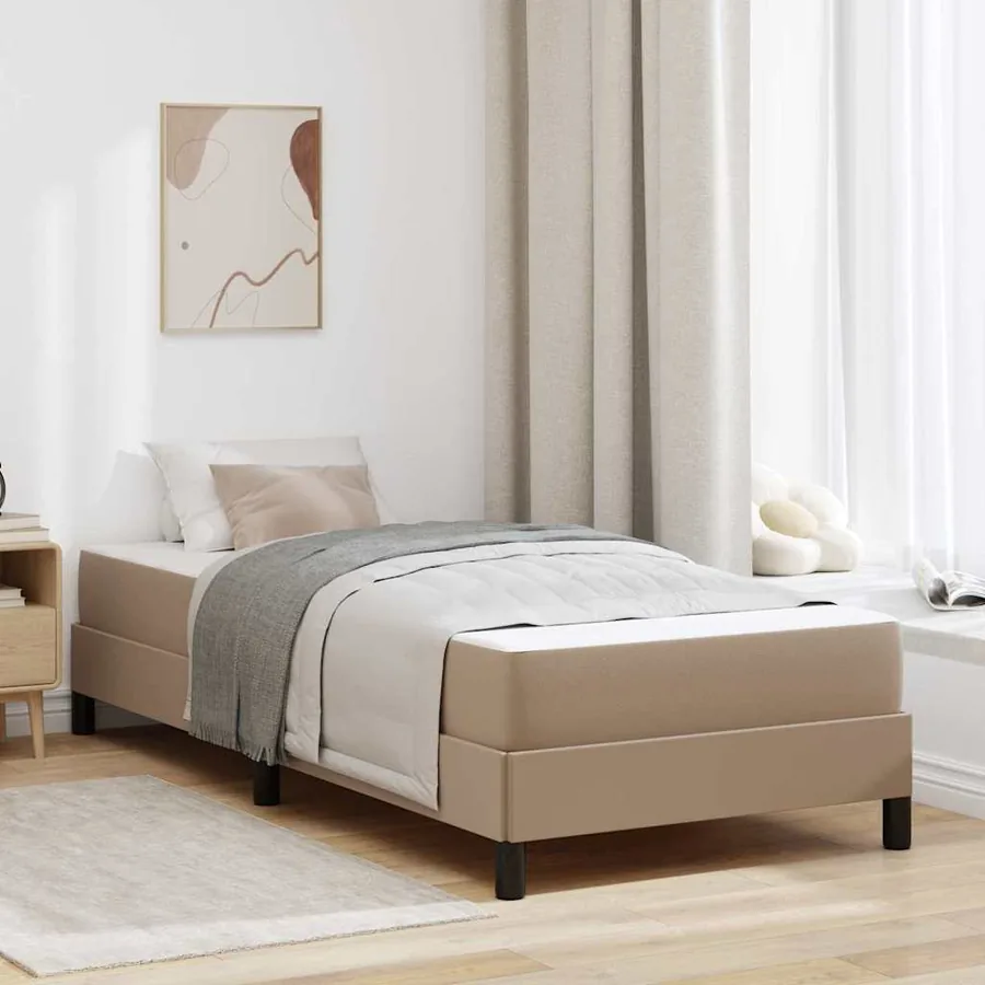Cadre de lit avec matelas Cappuccino 80 x 200 cm tissu