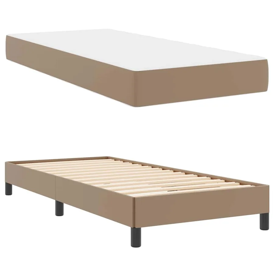 Cadre de lit avec matelas Cappuccino 80 x 200 cm tissu - 6