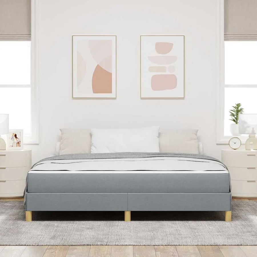 Lit à ressorts avec matelas Gris clair 180 x 200 cm tissu - 3