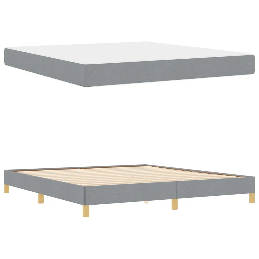 Lit à ressorts avec matelas Gris clair 180 x 200 cm tissu - 5