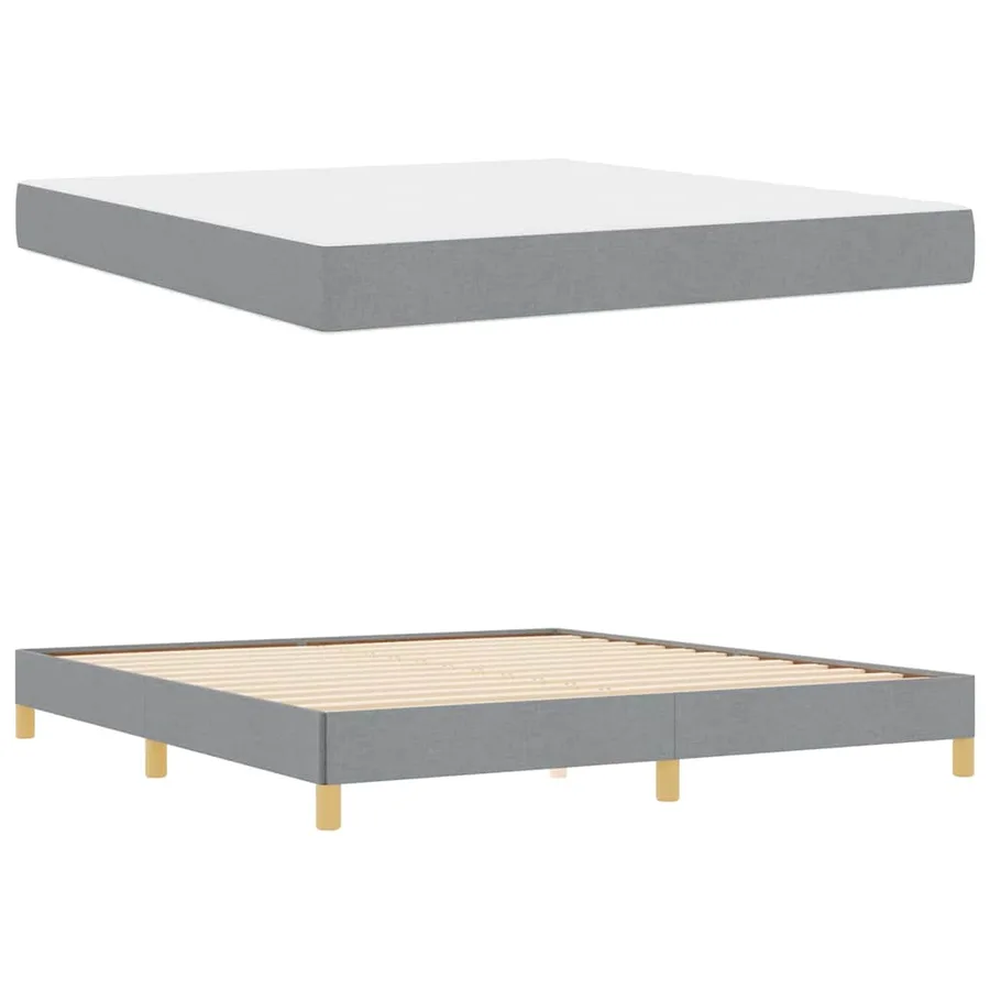 Lit à ressorts avec matelas Gris clair 180 x 200 cm tissu - 6
