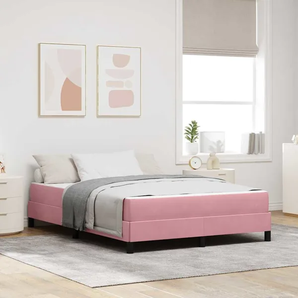 Lit à ressorts avec matelas Rose 140 x 190 cm tissu