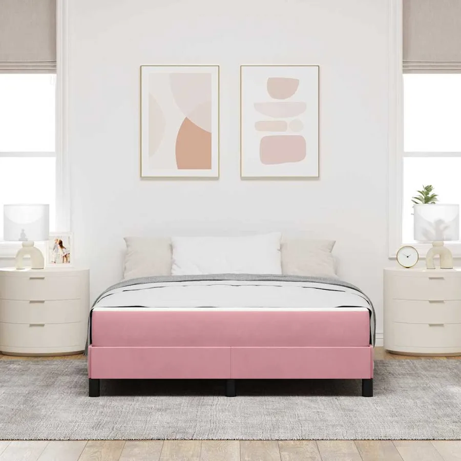 Lit à ressorts avec matelas Rose 140 x 190 cm tissu - 3