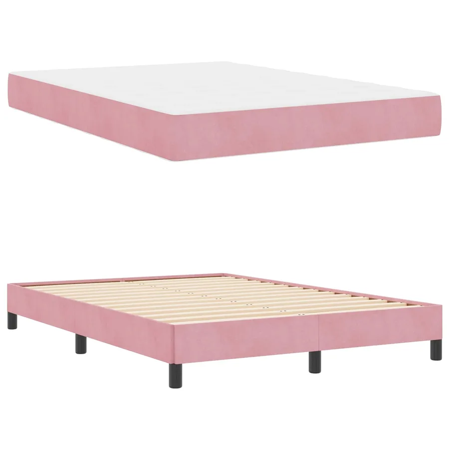Lit à ressorts avec matelas Rose 140 x 190 cm tissu - 5