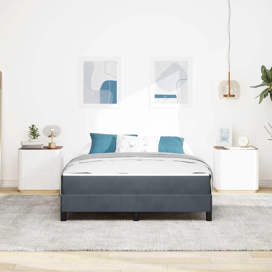 Lit à ressorts avec matelas Gris foncé 140 x 200 cm tissu - 3