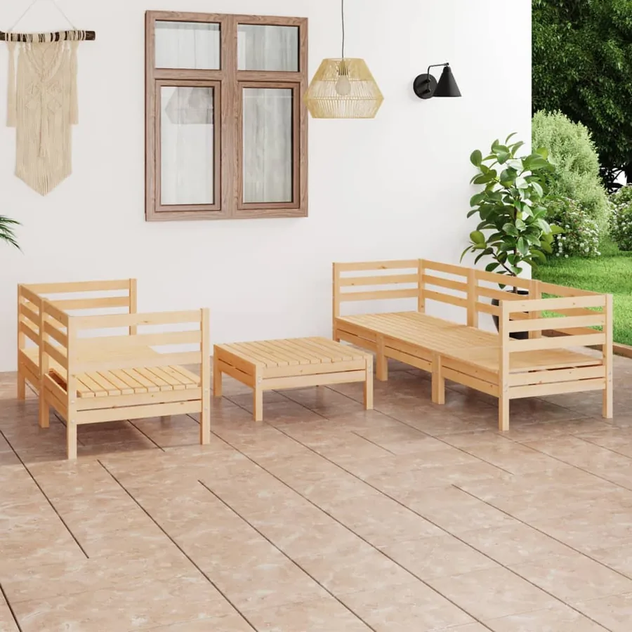 Salon de jardin 6 pcs Bois de pin massif