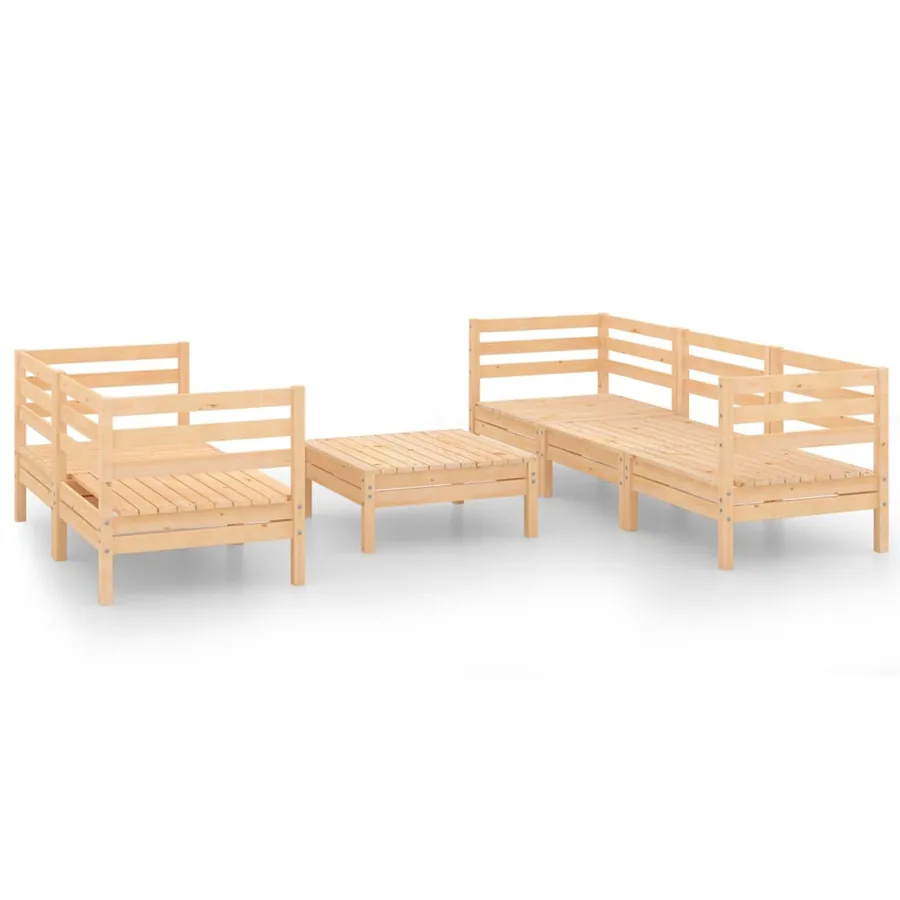 Salon de jardin 6 pcs Bois de pin massif - 2