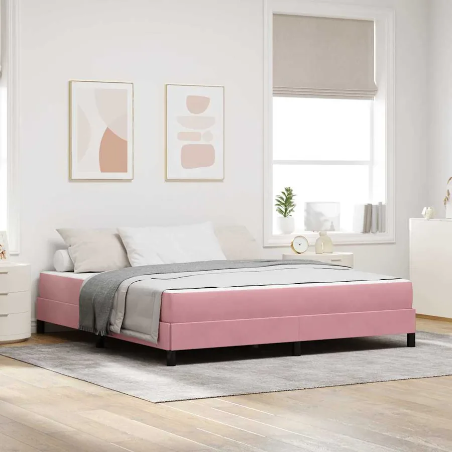 Lit à ressorts avec matelas Rose 180 x 220 cm tissu