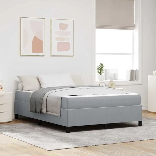Lit à ressorts avec matelas Gris clair 140 x 190 cm tissu