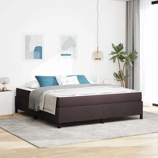 Lit à ressorts Marron foncé 180 x 200 cm tissu