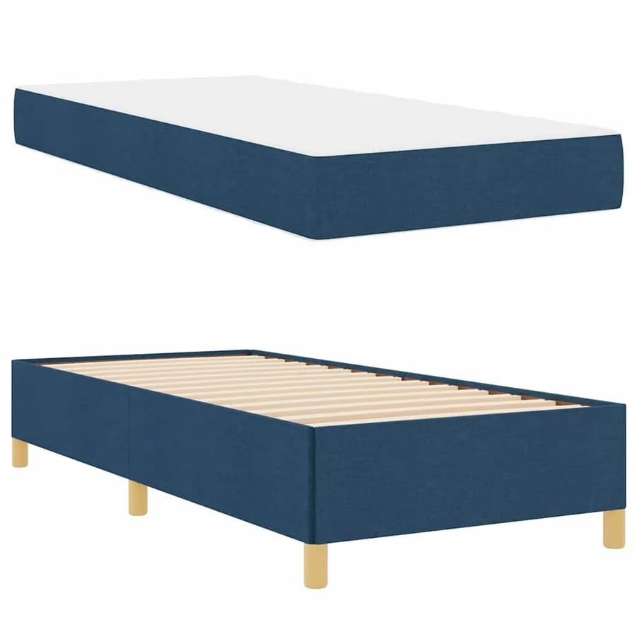 Cadre de lit avec matelas Bleu 90 x 200 cm tissu - 6