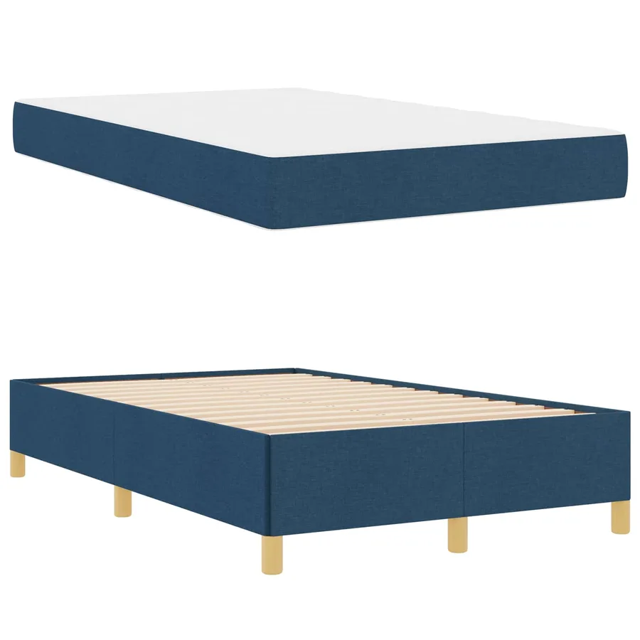 Cadre de lit avec matelas Bleu 120 x 200 cm tissu - 5