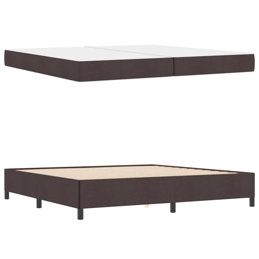 Lit à ressorts avec matelas Marron foncé 200 x 200 cm tissu - 4