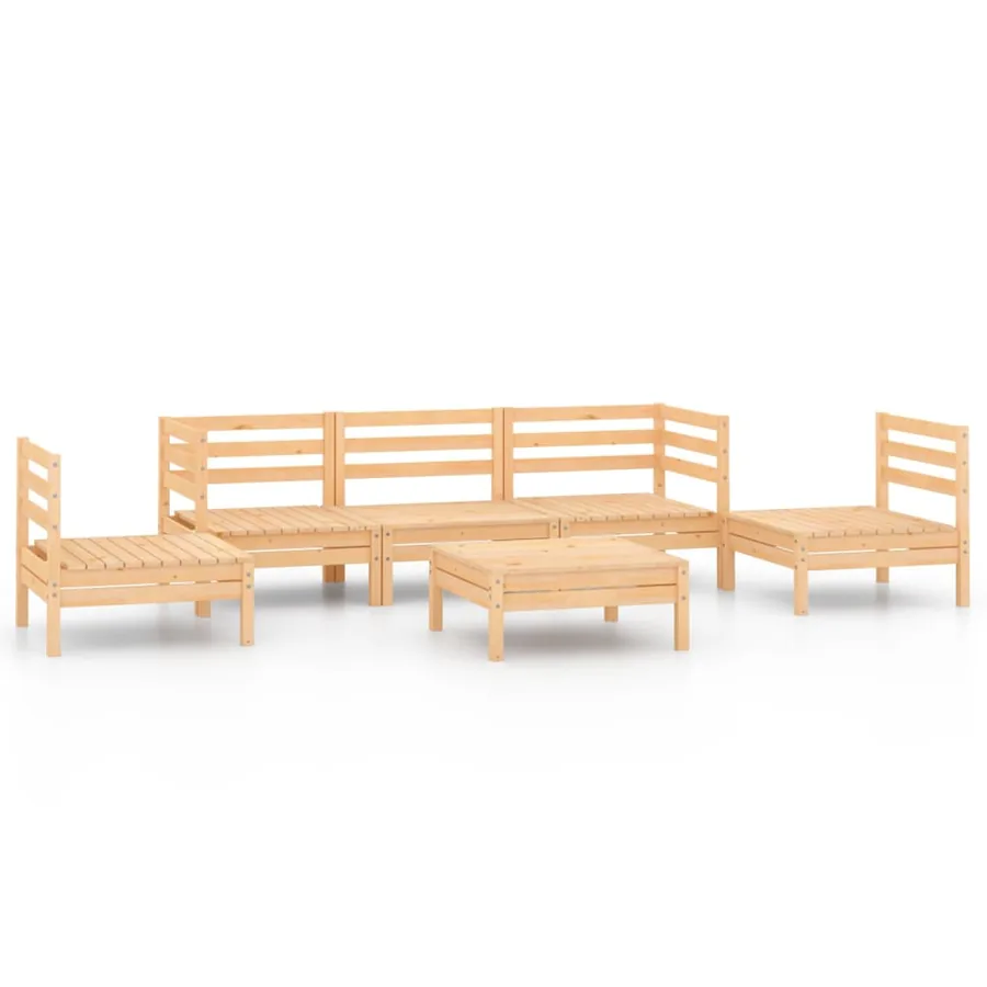 Salon de jardin 6 pcs Bois de pin massif - 2