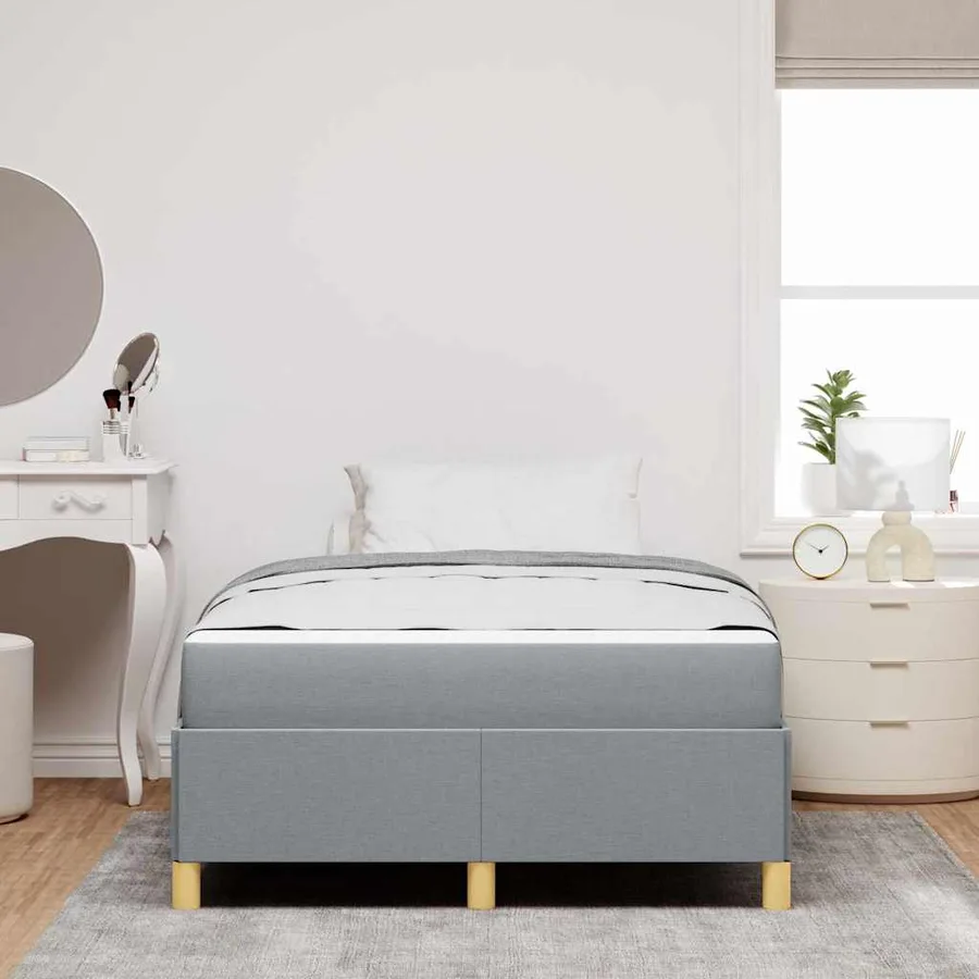 Cadre de lit avec matelas Gris clair 120 x 200 cm tissu - 3