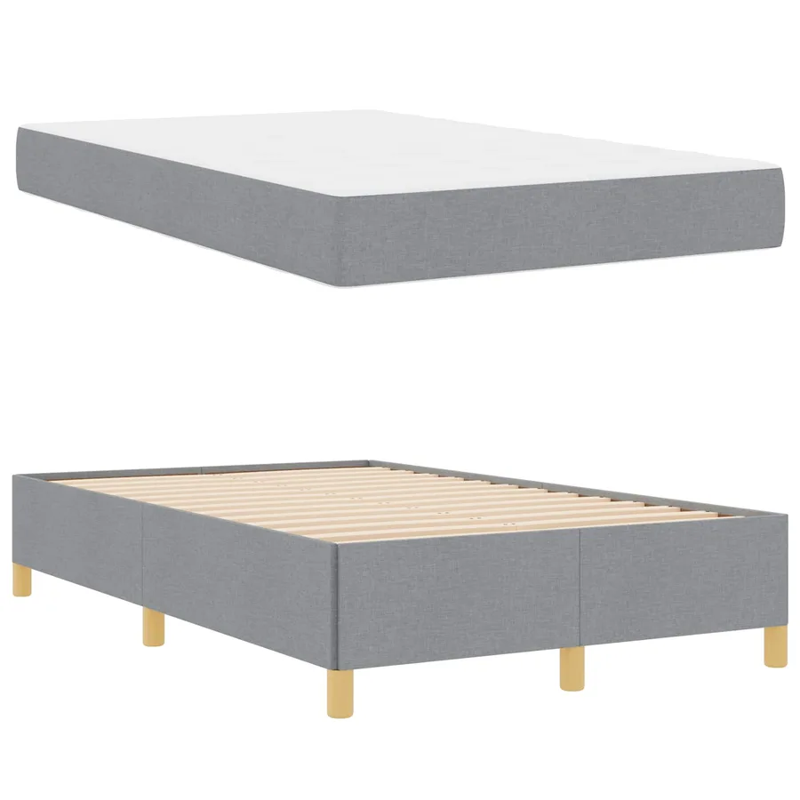 Cadre de lit avec matelas Gris clair 120 x 200 cm tissu - 5