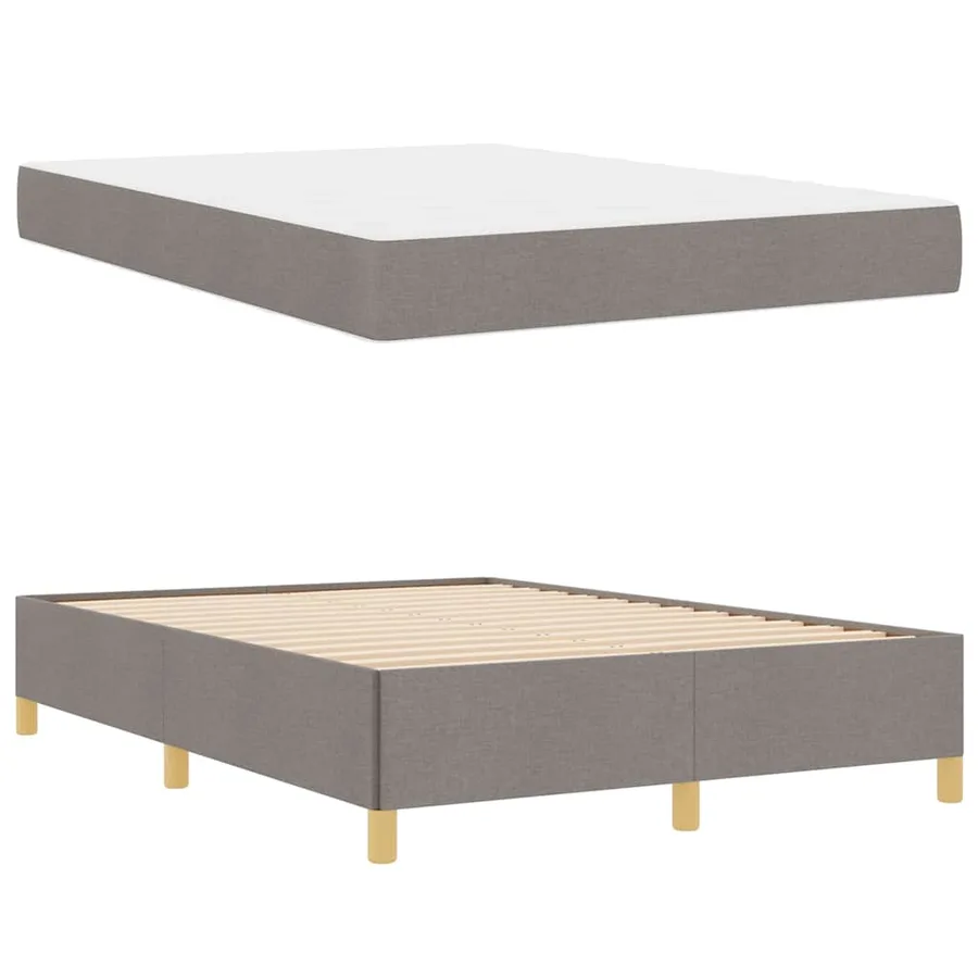 Cadre de lit avec matelas Taupe 140 x 190 cm tissu - 6