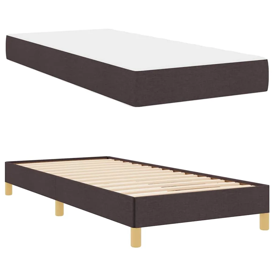 Lit à ressorts avec matelas Marron foncé 90 x 190 cm tissu - 6