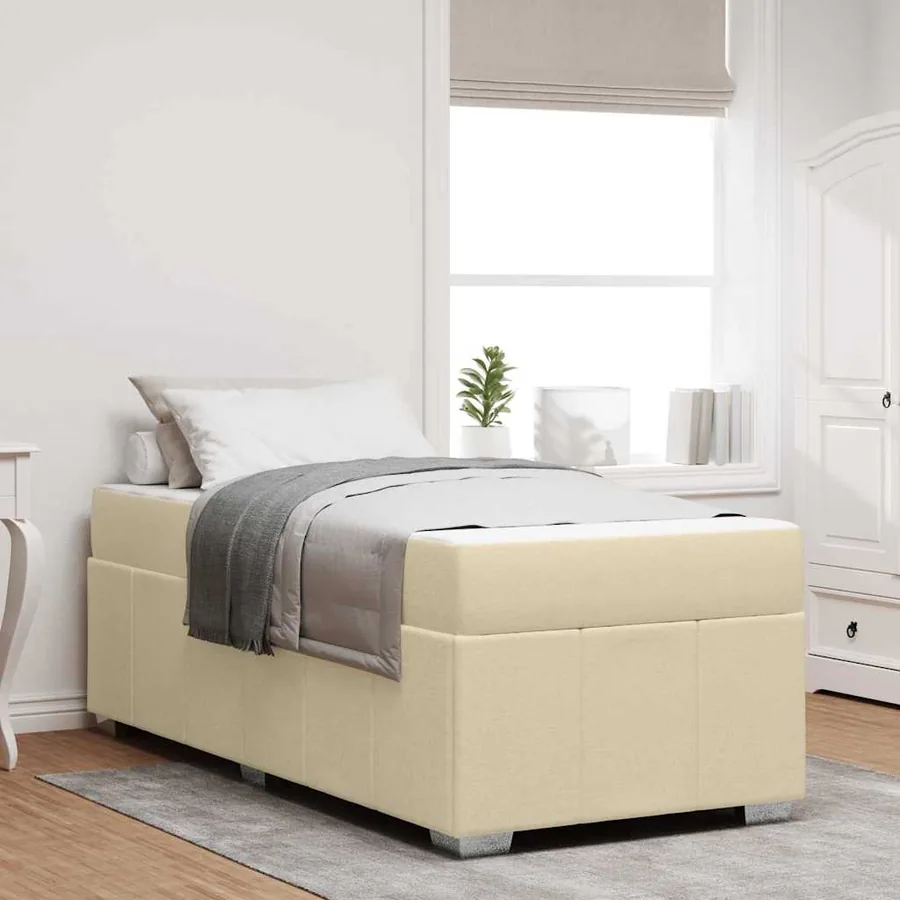 Cadre de lit avec matelas Crème 80 x 200 cm tissu