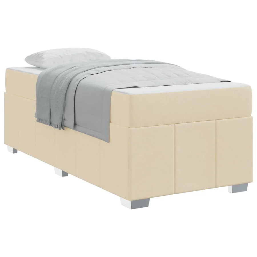 Cadre de lit avec matelas Crème 80 x 200 cm tissu - 2