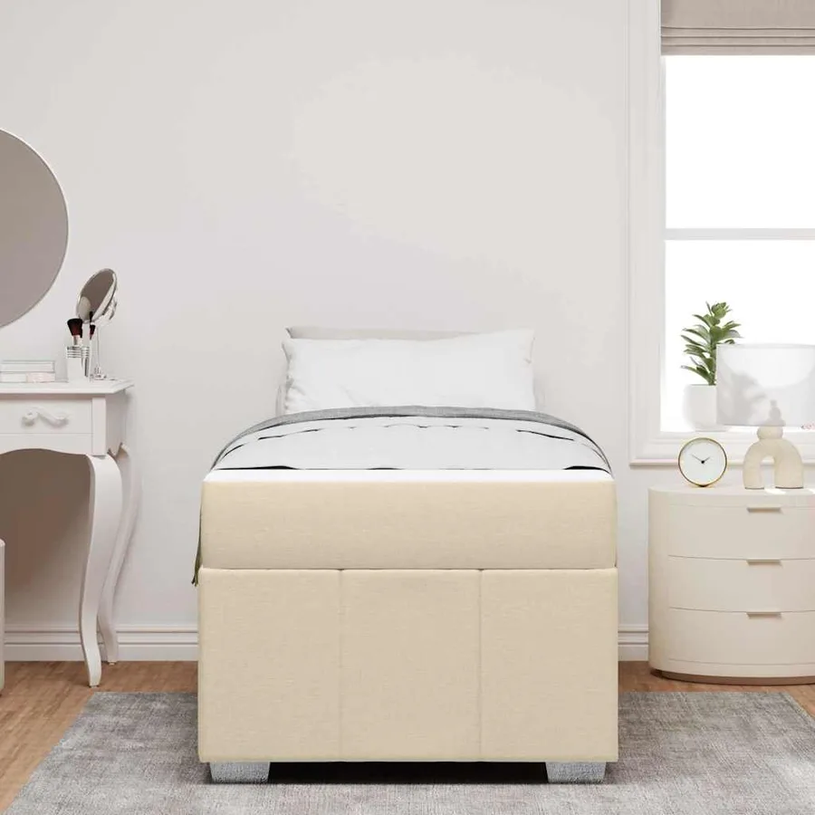 Cadre de lit avec matelas Crème 80 x 200 cm tissu - 3