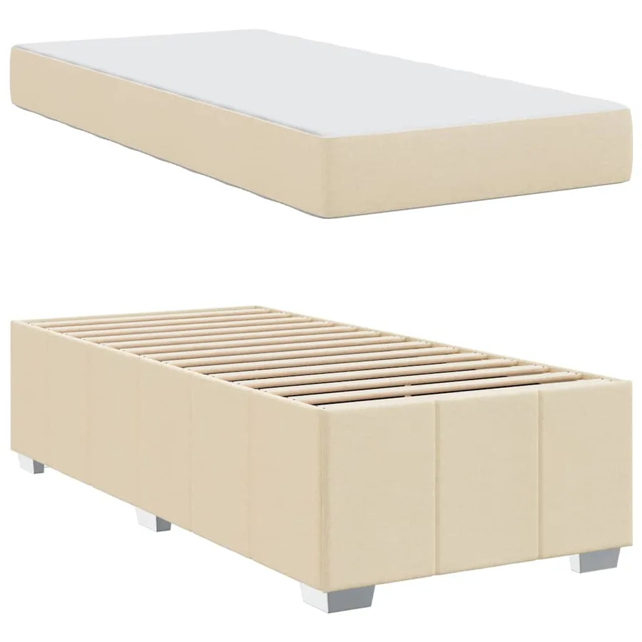 Cadre de lit avec matelas Crème 80 x 200 cm tissu - 6