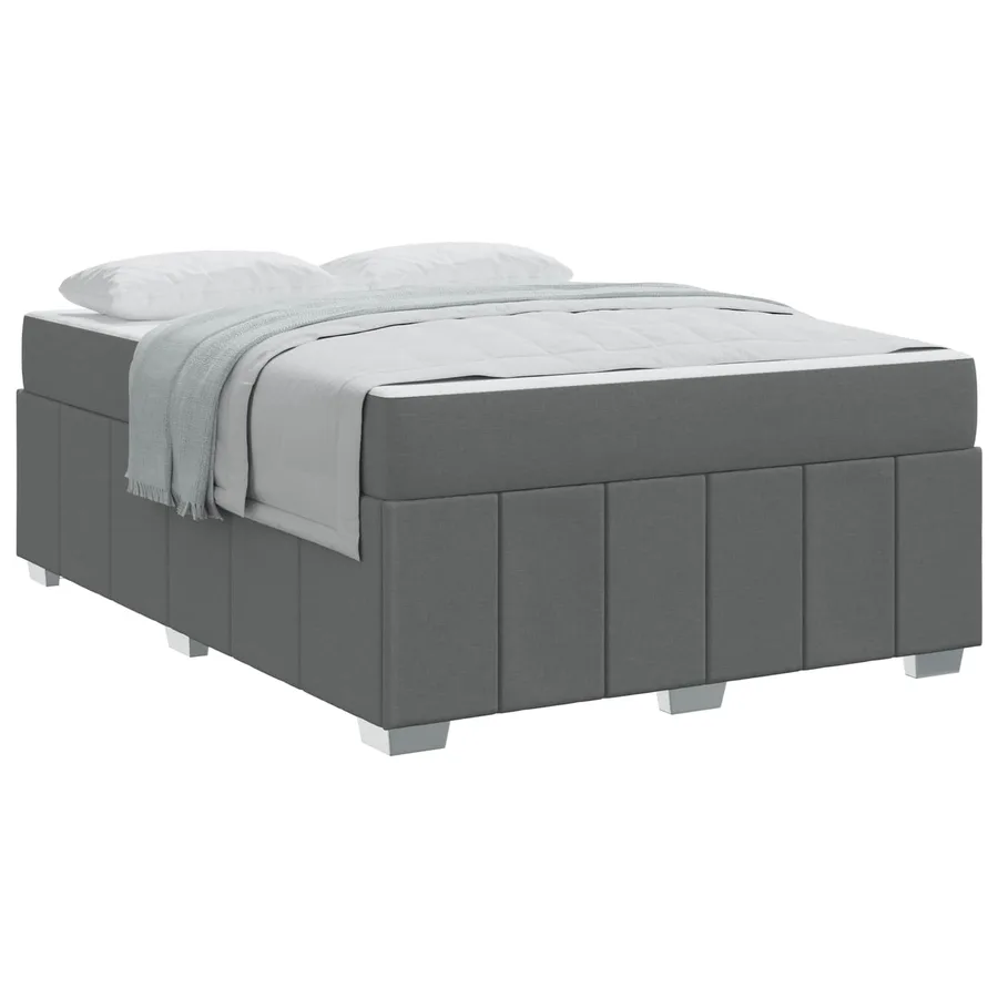 Cadre de lit avec matelas Gris foncé 160 x 200 cm tissu - 2