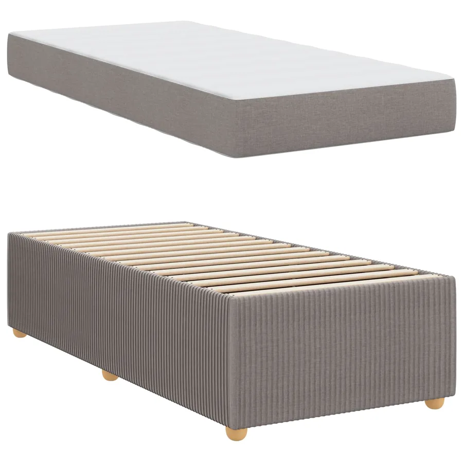 Cadre de lit avec matelas Taupe 80 x 200 cm tissu - 5