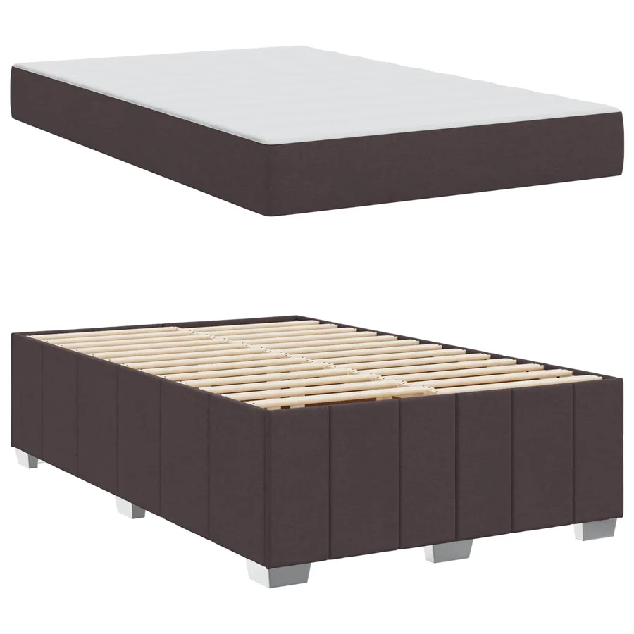 Cadre de lit avec matelas Marron foncé 120 x 200 cm tissu - 5
