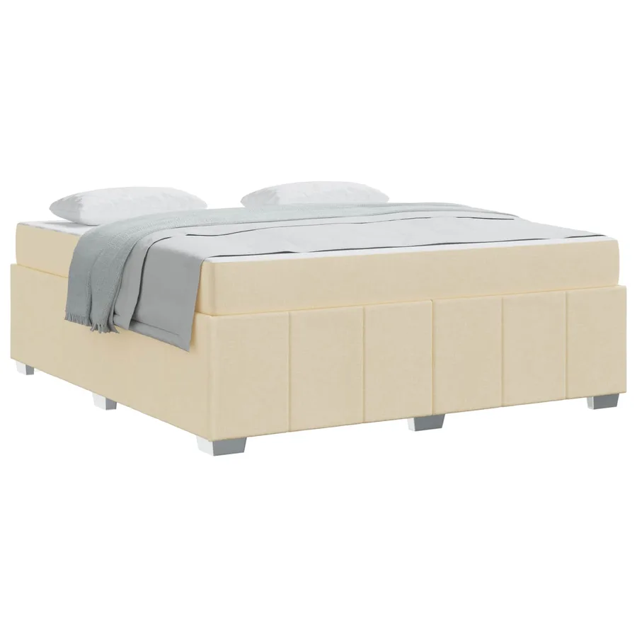 Cadre de lit avec matelas Crème 180 x 200 cm tissu - 2