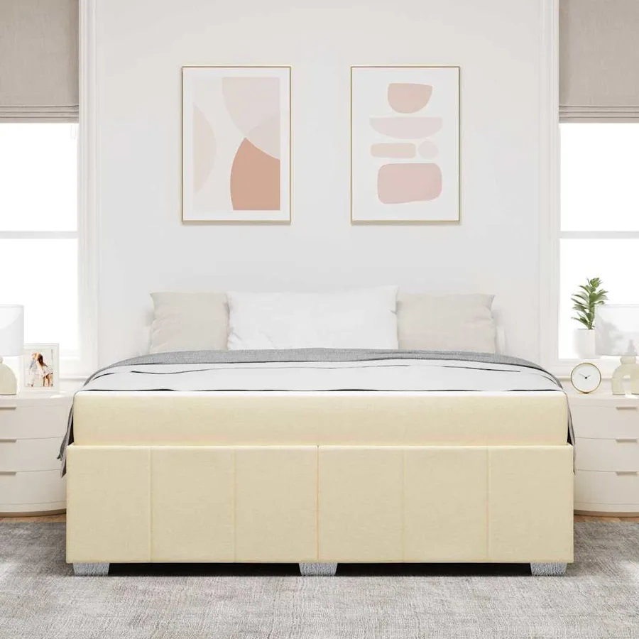 Cadre de lit avec matelas Crème 180 x 200 cm tissu - 3