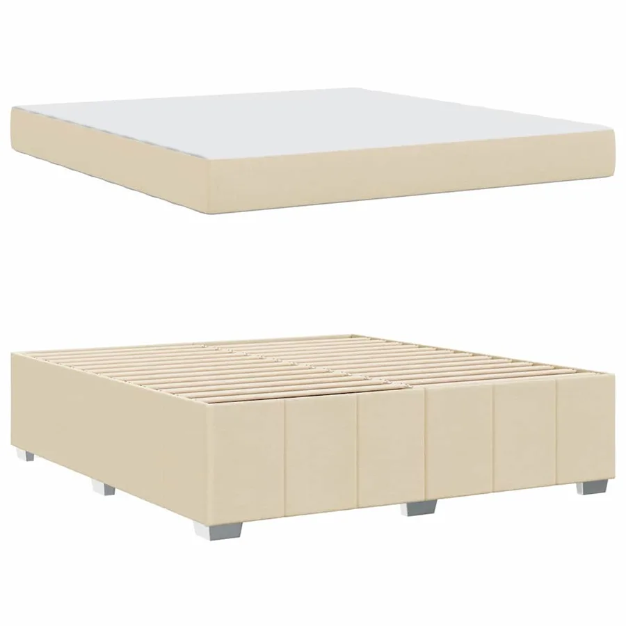 Cadre de lit avec matelas Crème 180 x 200 cm tissu - 6