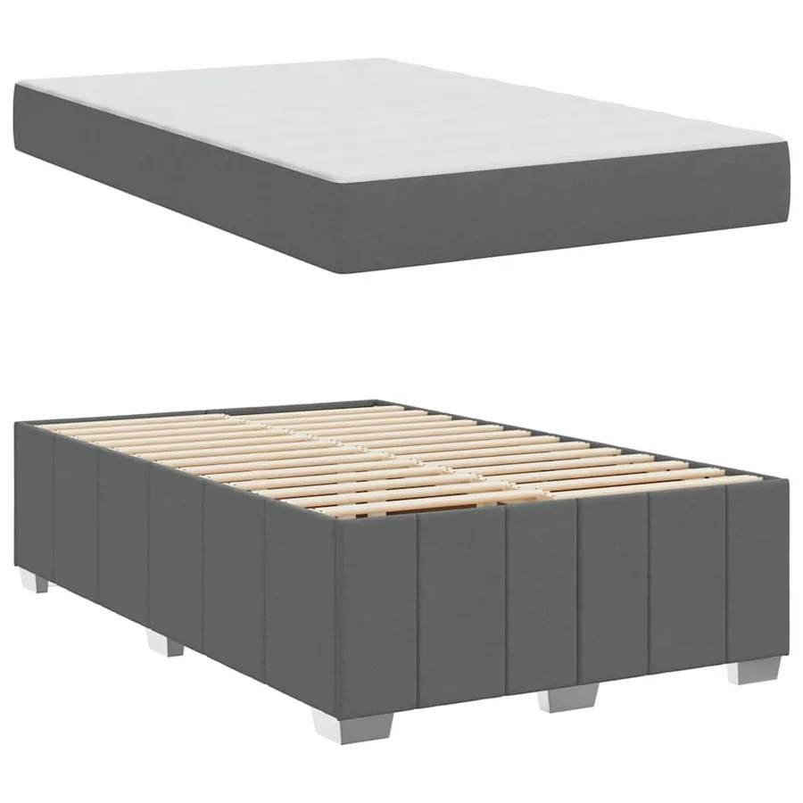 Cadre de lit avec matelas Gris foncé 120 x 200 cm tissu - 6