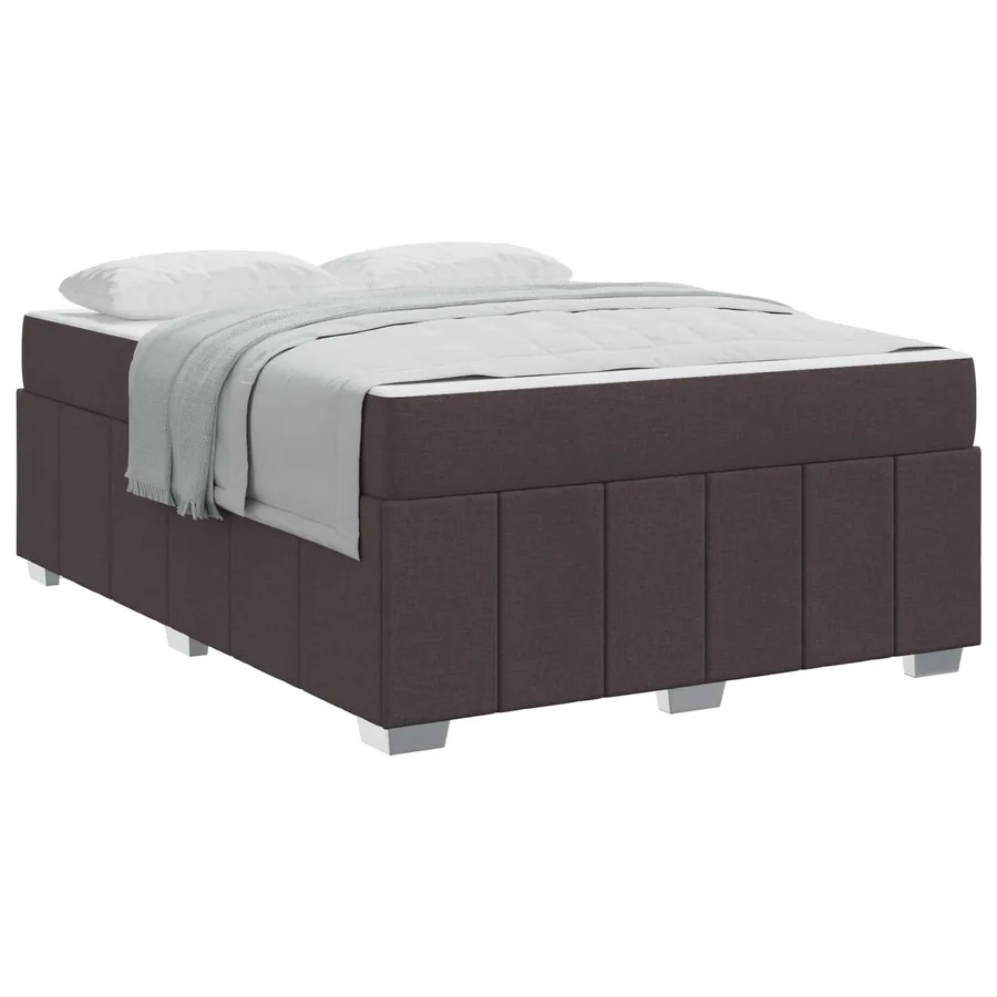 Cadre de lit avec matelas Marron foncé 160 x 200 cm tissu - 2