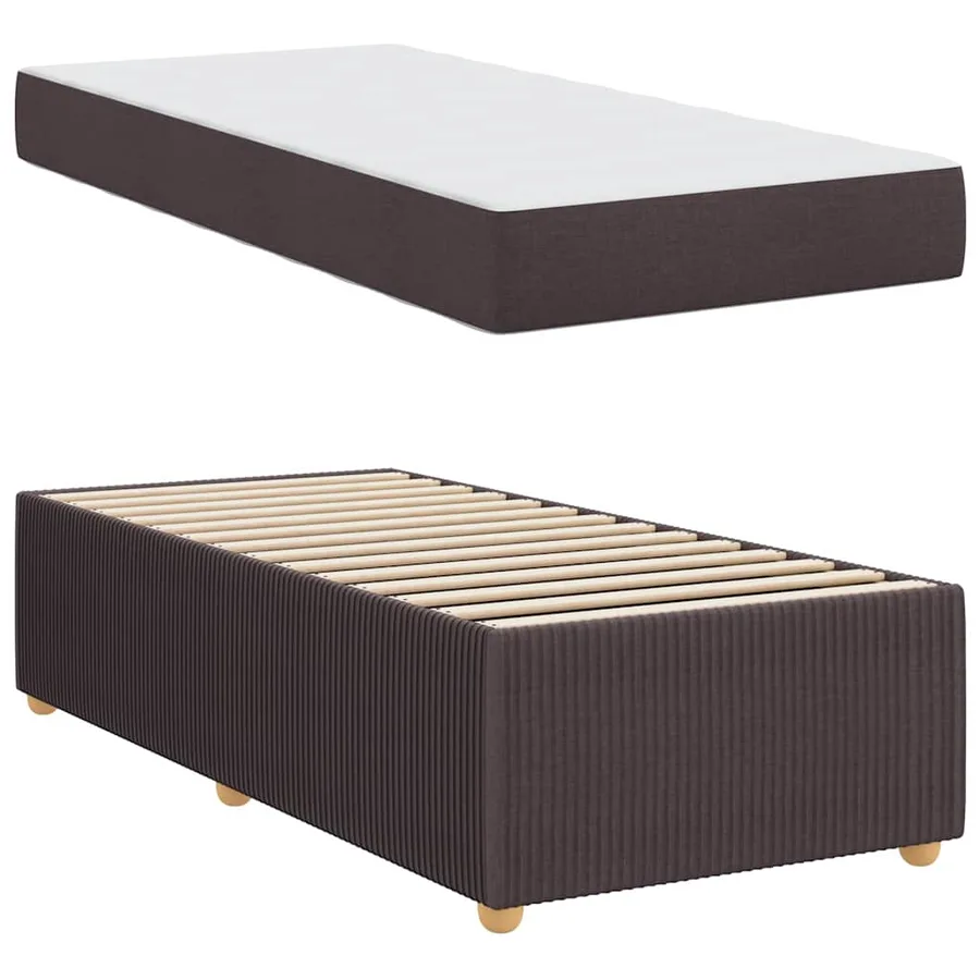 Cadre de lit avec matelas Marron foncé 90 x 190 cm tissu - 6