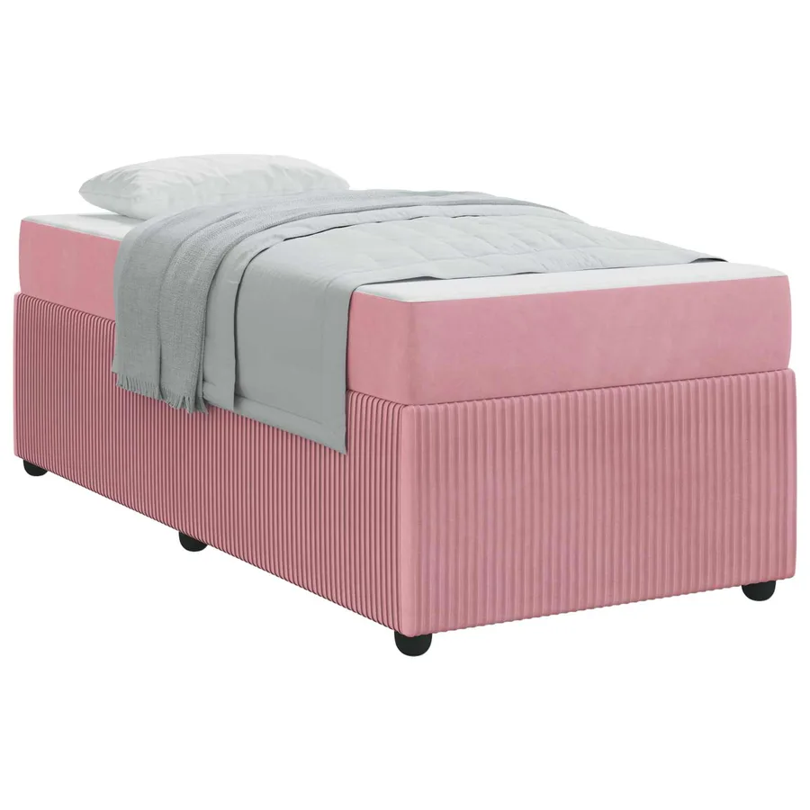 Cadre de lit avec matelas Rose 90 x 190 cm tissu - 2