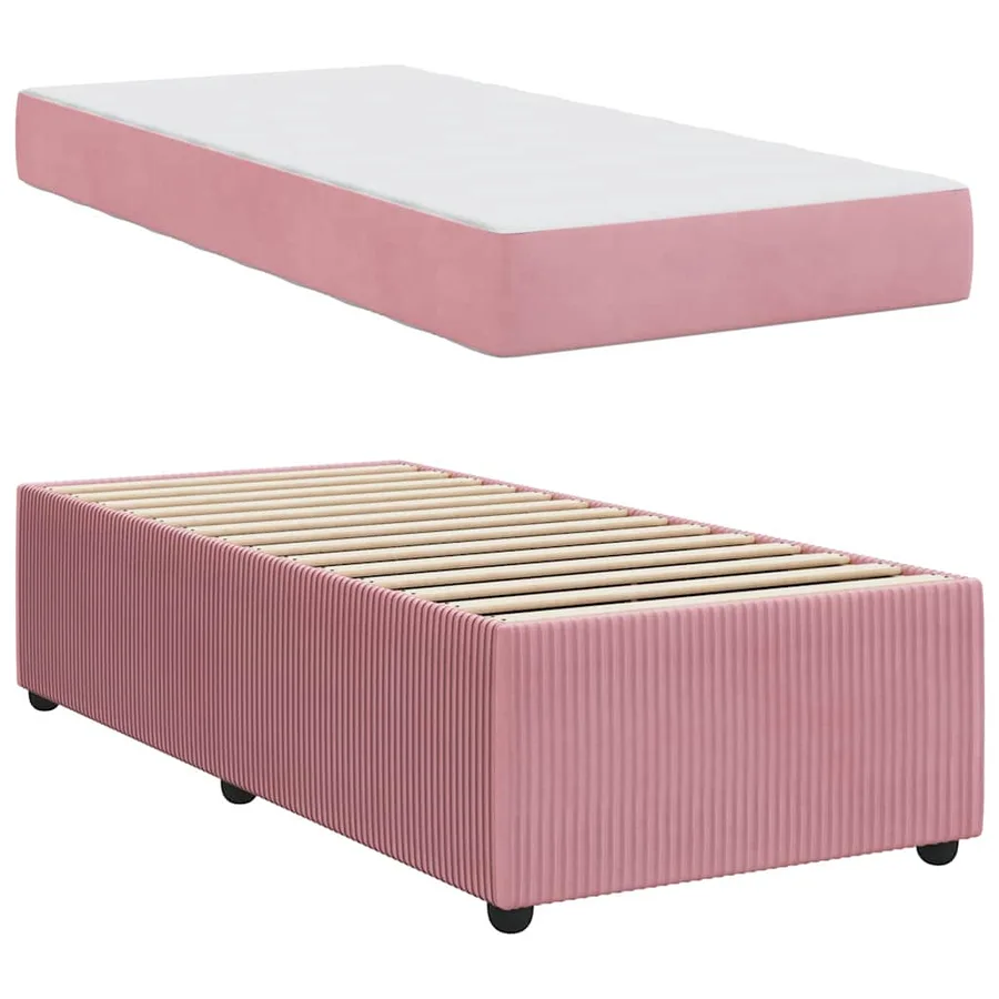 Cadre de lit avec matelas Rose 90 x 190 cm tissu - 6