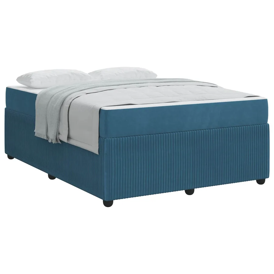 Cadre de lit avec matelas Bleu 140 x 200 cm tissu - 2