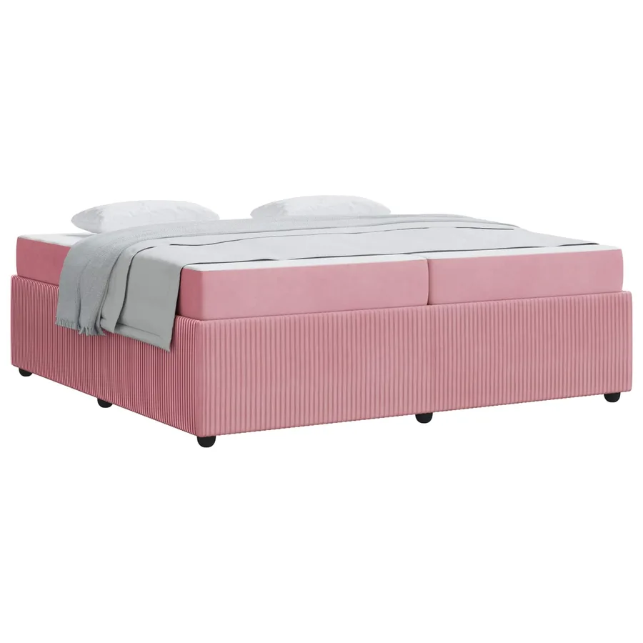 Cadre de lit avec matelas Rose 200 x 200 cm tissu - 2