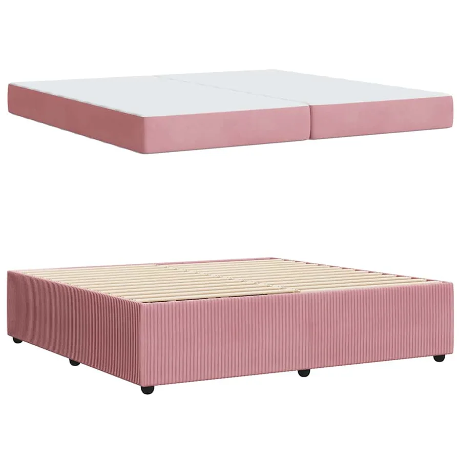 Cadre de lit avec matelas Rose 200 x 200 cm tissu - 4