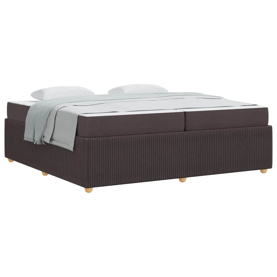 Cadre de lit avec matelas Marron foncé 200 x 200 cm tissu - 2