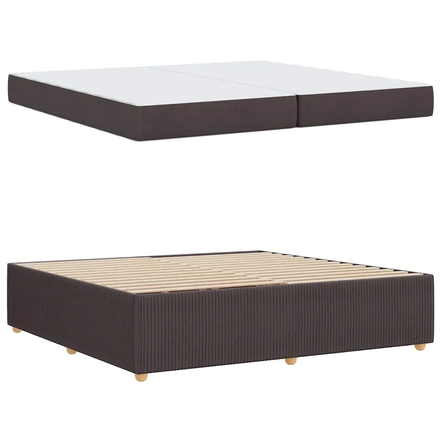 Cadre de lit avec matelas Marron foncé 200 x 200 cm tissu - 4
