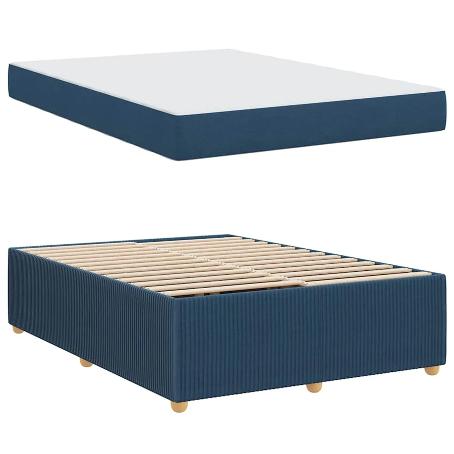 Cadre de lit avec matelas Bleu 140 x 200 cm tissu - 4