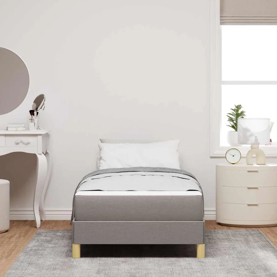 Lit à ressorts avec matelas Taupe 100 x 200 cm tissu - 3