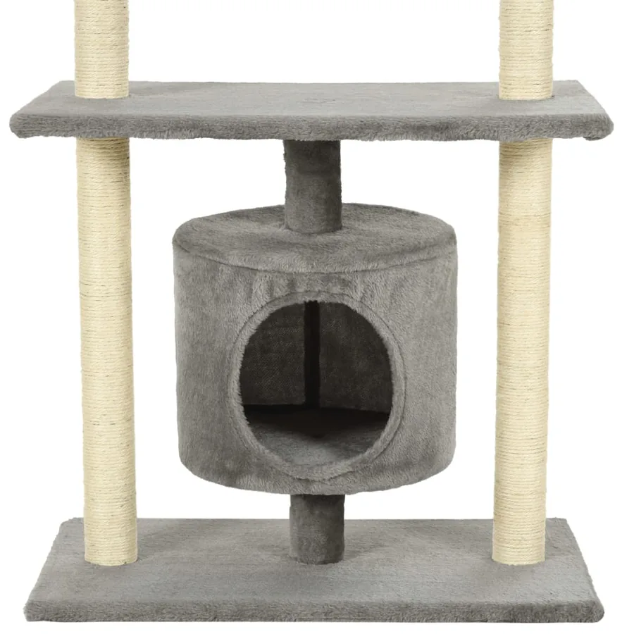 Arbre à chat avec griffoirs en sisal 95 cm Gris - 7