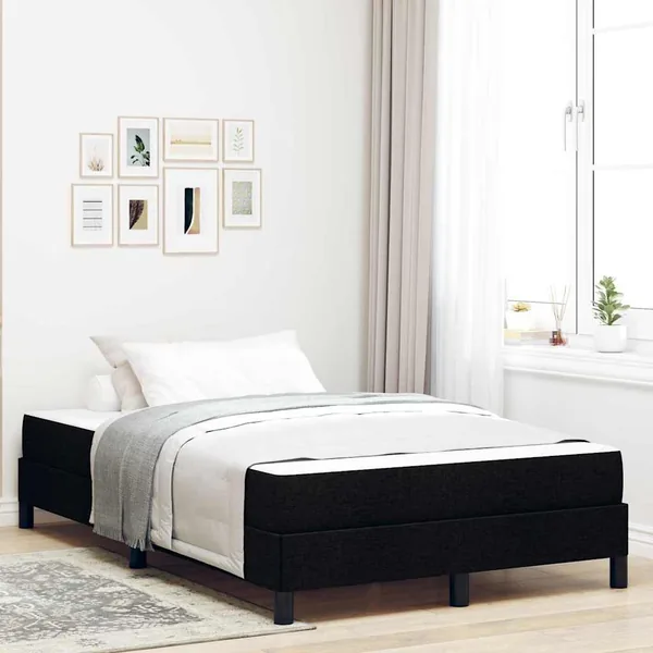 Lit à ressorts avec matelas Noir 120 x 200 cm tissu
