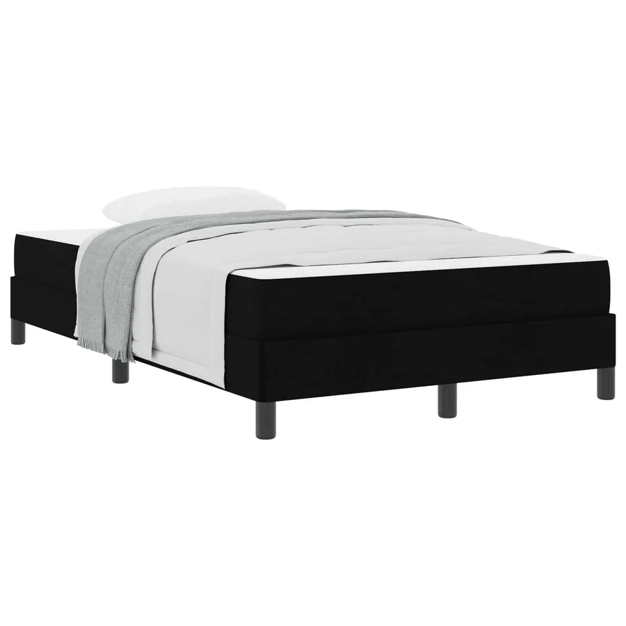 Lit à ressorts avec matelas Noir 120 x 200 cm tissu - 2