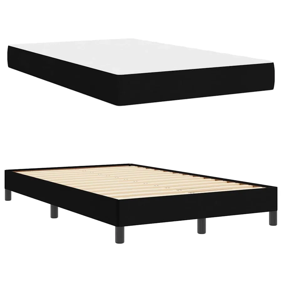 Lit à ressorts avec matelas Noir 120 x 200 cm tissu - 6